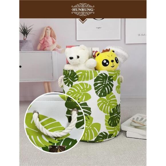 Laundry Hamper,Large Canvas Fabric Lightweight Storage Basket Toy Organizer - Picture 6 of 7